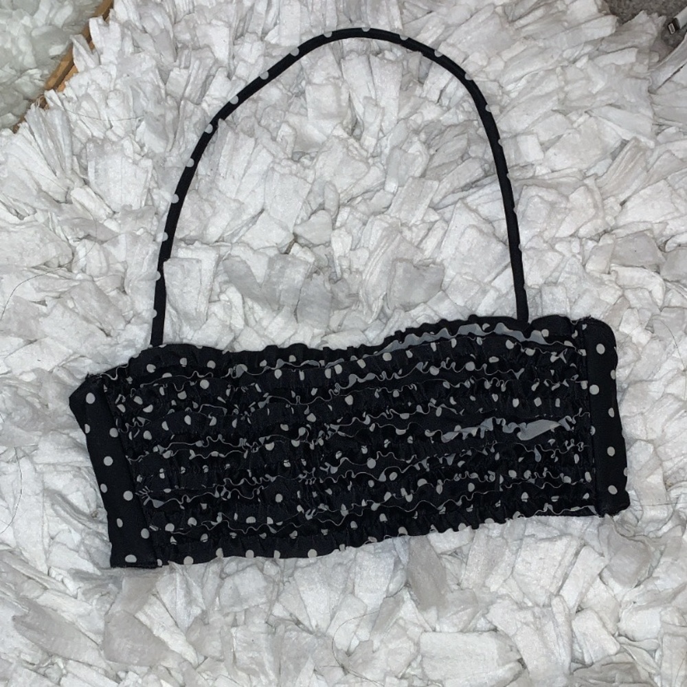 COPY - Black & White Ruffled Bandeau VS Bikini Top